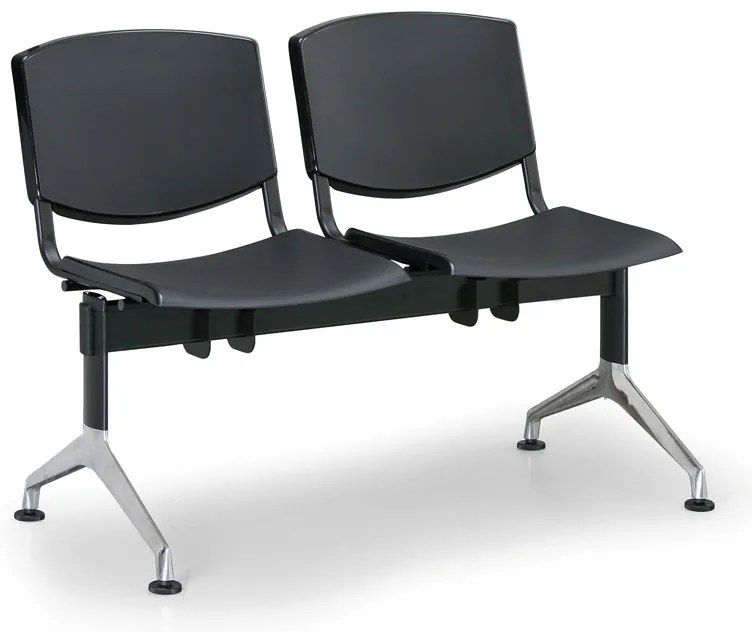 Design műanyag pad, 2 üléses, fekete