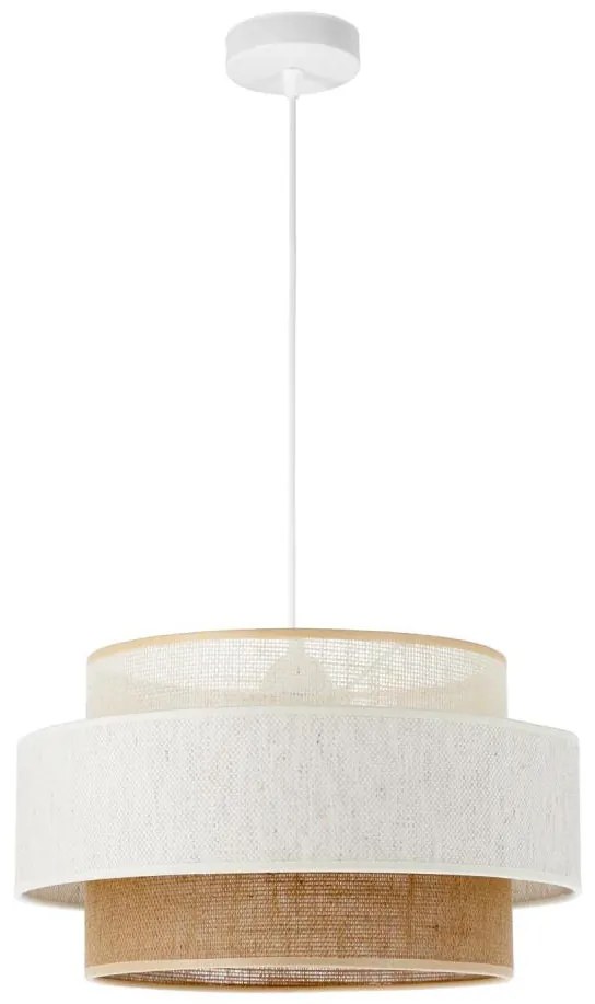 BOHO zsinóros függőlámpa 1xE27/60W/230V Ø 40 cm fehér/juta