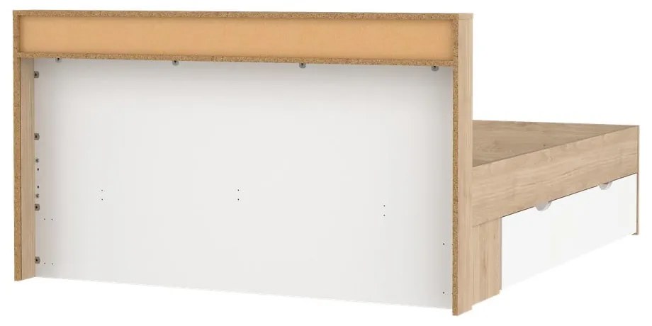 Natúr színű ágyneműtartós franciaágy ágyrács nélkül 160x200 cm tölgyfa dekorral Ikast – Tvilum