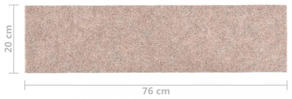 15 db világosbarna négyszögletes öntapadó lépcsőszőnyeg 76x20cm