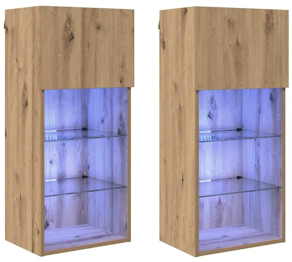 vidaXL Fali TV szekrények 2 pcs Artisan tölgy 40,5 x 30 x 90 cm