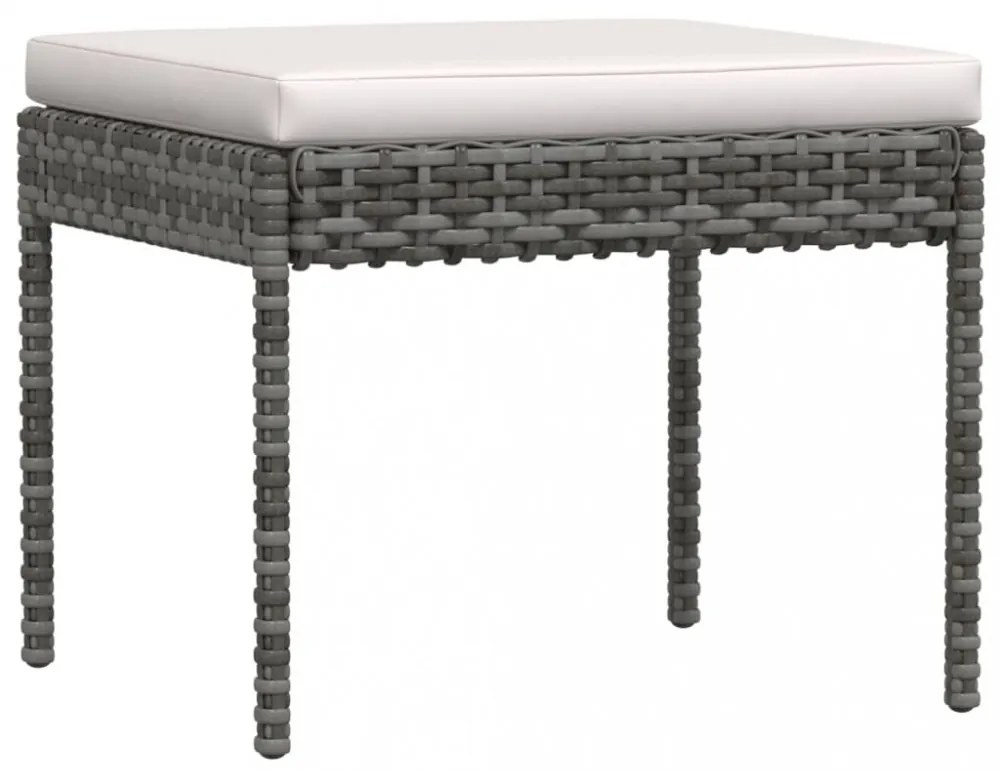 6-részes szürke polyrattan kerti bútorszett párnákkal