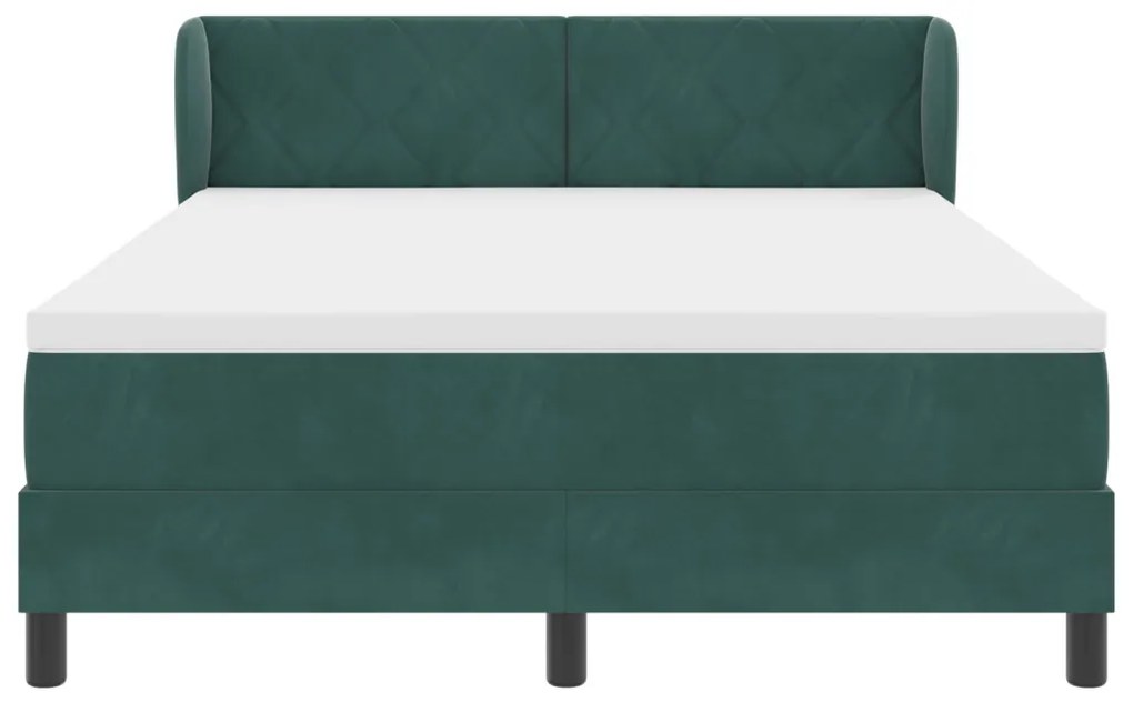 Boxspring Ágy Mattal Sötét Zöld 140x200 cm Bársonyos