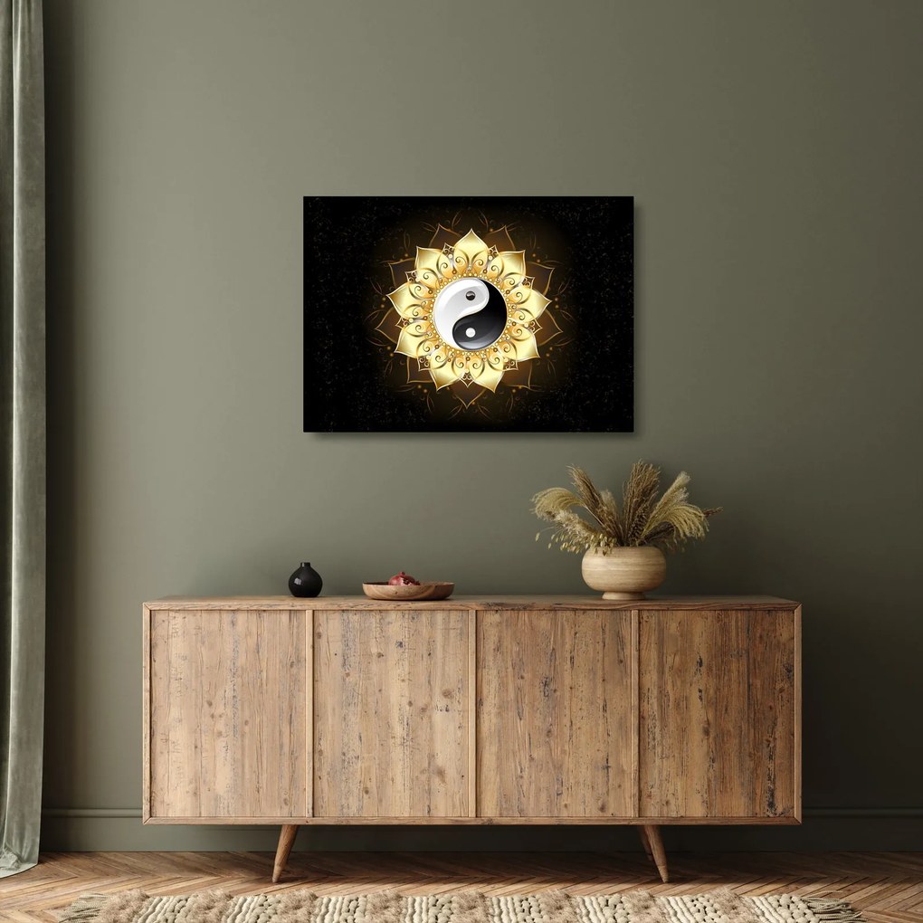 Kép - arany yin-yang (üvegen) (70x50 cm)