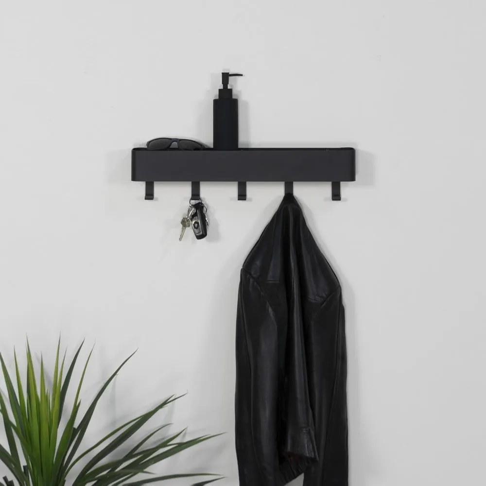 Fekete fém fali fogas polccal Dax Play – Spinder Design