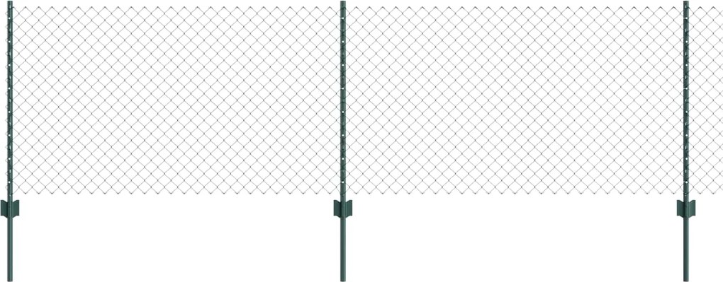 vidaXL Kerítés oszlopokkal Zöld 0,8 x 10 m Acél és PVC