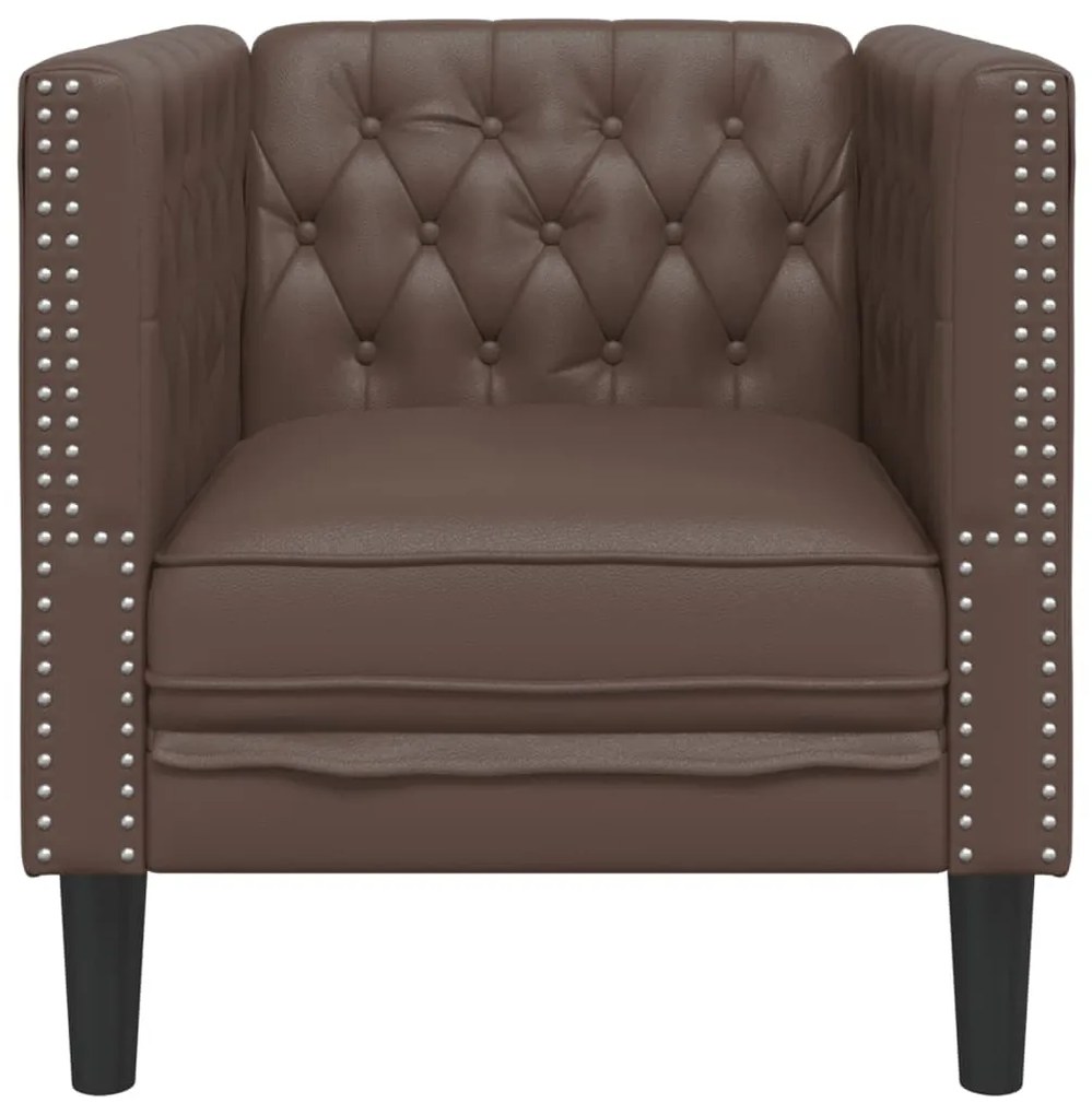 barna műbőr Chesterfield kanapéfotel