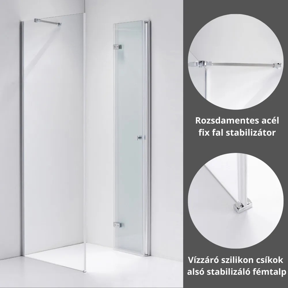 Stuxi Verona 100x100 cm szögletes csuklóajtós zuhanykabin, 6 mm vízlepergető üveggel, króm elemekkel