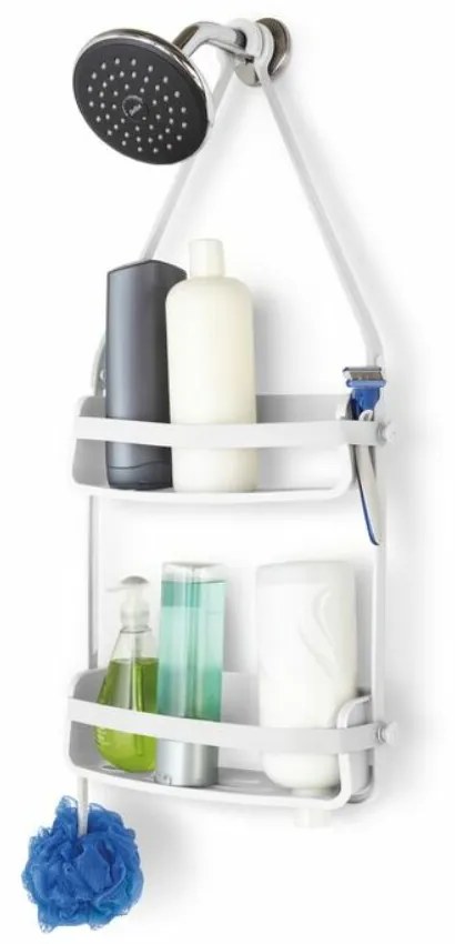FLEX fehér műanyag zuhanykabinba akasztható polc