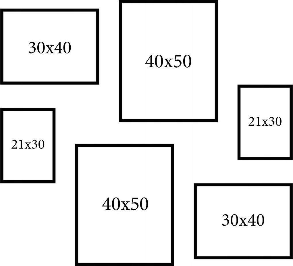 Fekete képkeretek szett 6 db 40x50 30x40 A4
