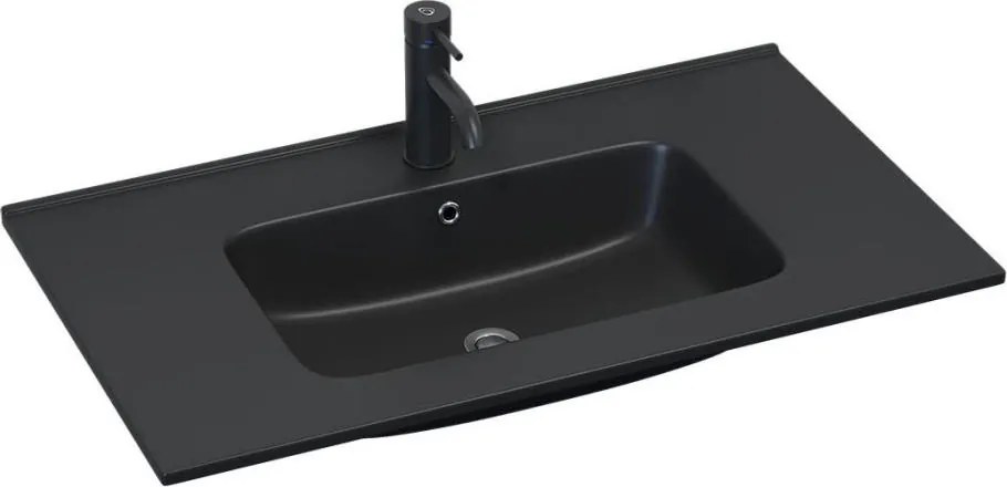 Süllyesztett mosdó LILLESNAD 81x46cm kerámia/fekete
