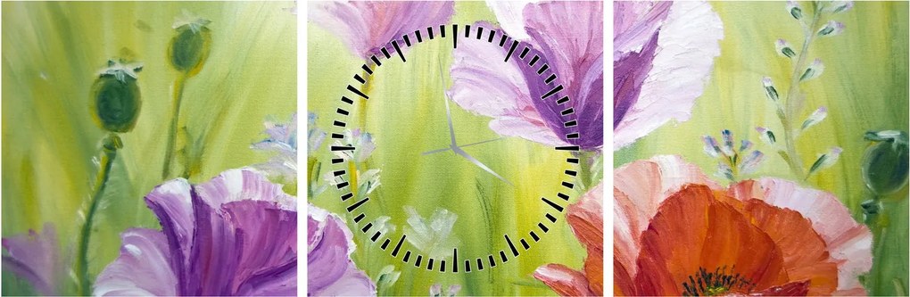 Kép - Pipacsok (órával) (90x30 cm)