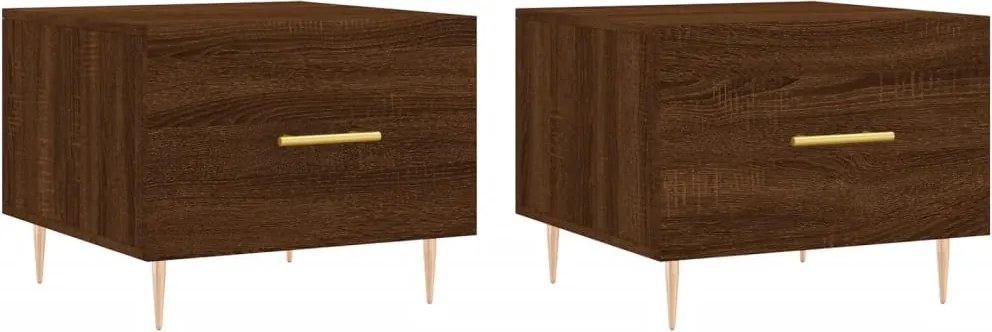 vidaXL 2 db barna tölgy szerelt fa dohányzóasztal 50 x 50 x 40 cm