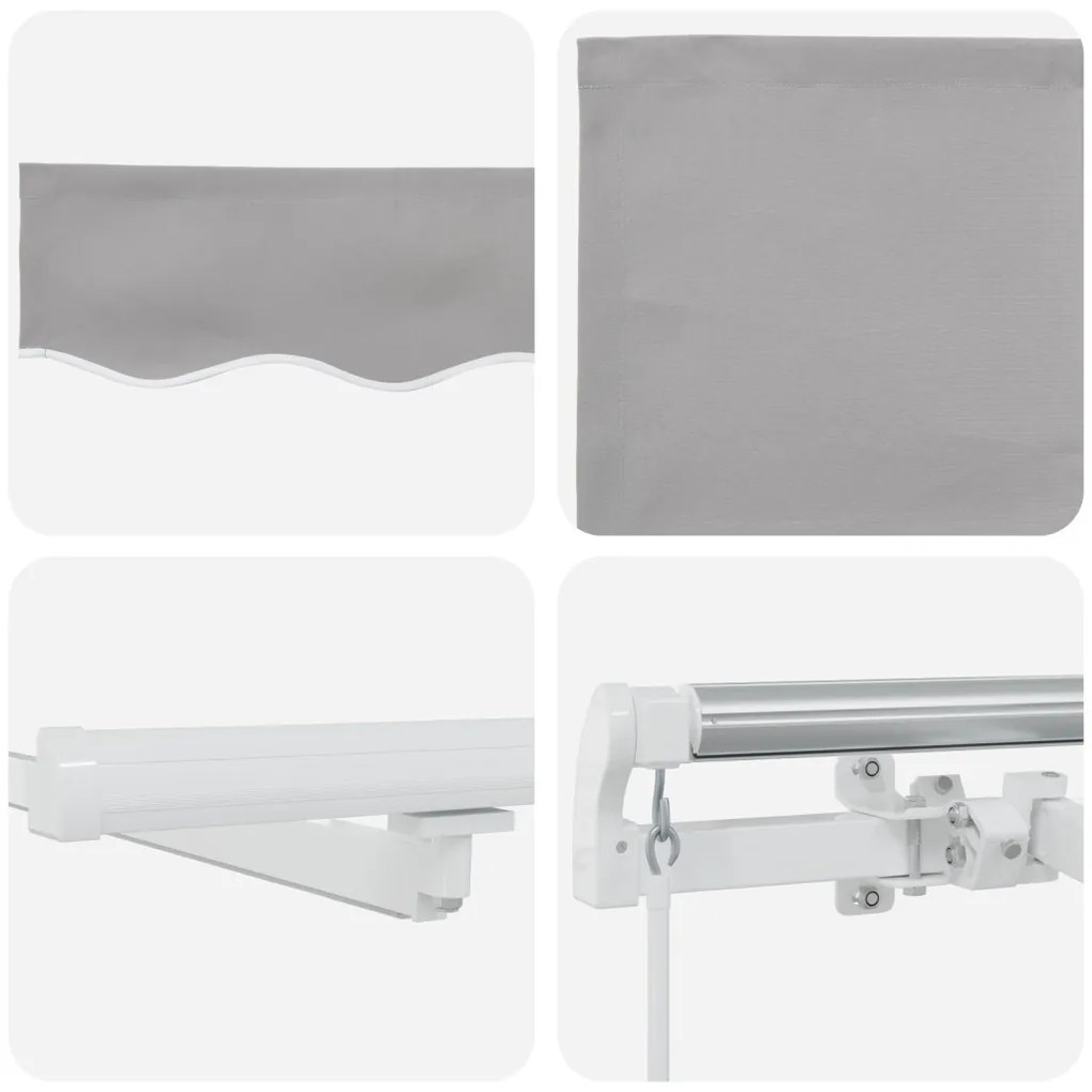 Kézi Behúzható Napellenző LED világosszürke 400x300 cm