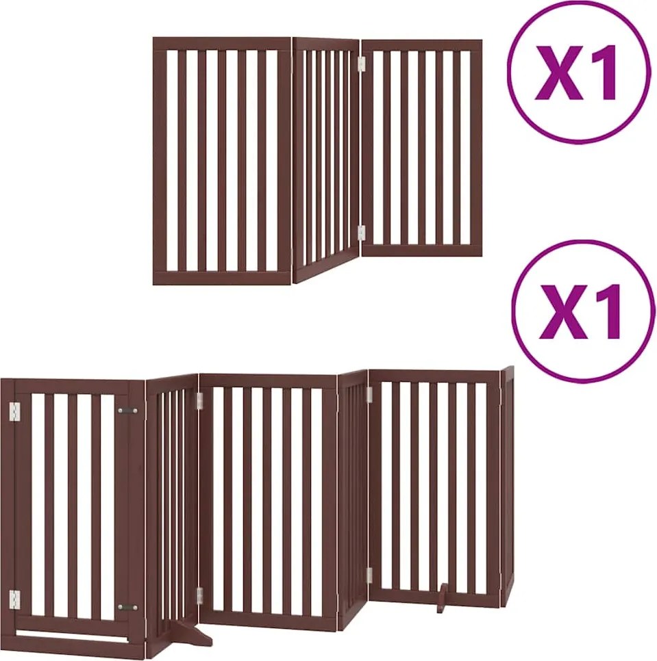 vidaXL barna nyárfa 9 paneles összecsukható kutyakapu ajtóval 450 cm