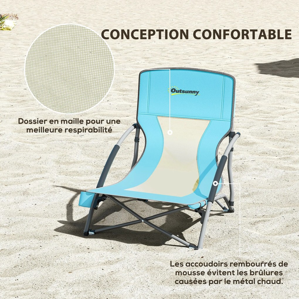 Outsunny 2 darabos összecsukható strandszék készlet, könnyű camping székek 2,2 kg, hálós háttámlával, hordtáskával és pohártartóval kerthez, piknikhez