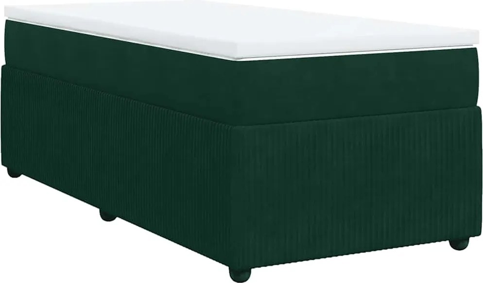vidaXL sötétzöld bársony rugós ágy matraccal 100 x 200 cm