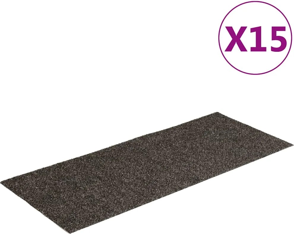 vidaXL öntapadós lépcsőszőnyegek 15 db 60 x 25 cm antracitszürke téglalap alakú