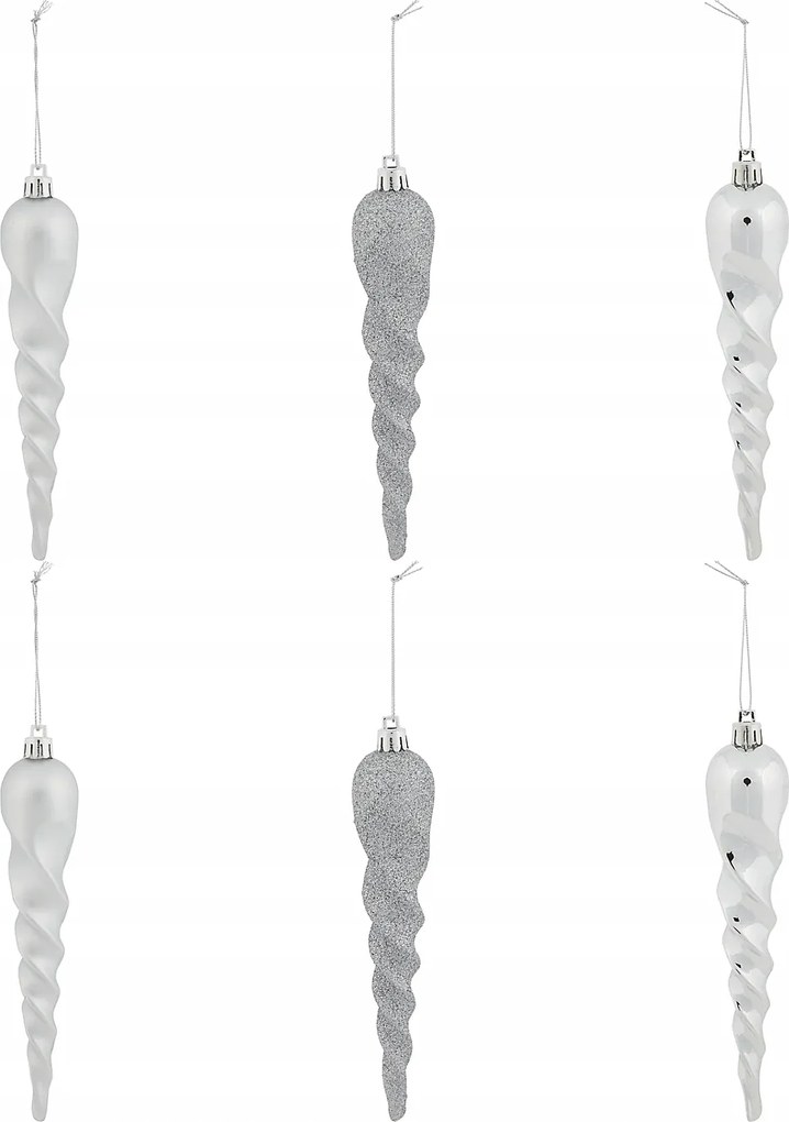 Dekoráció csepp Ezüst Karácsonyi Dekoráció 6db