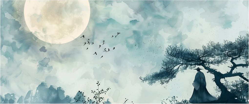 Kép - Telihold festmény (120x50 cm)