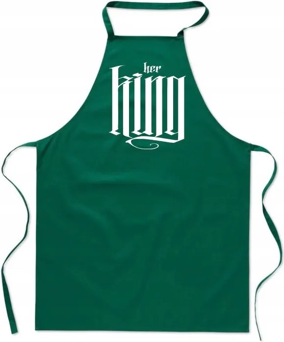 Konyhai Kötény zöld Valentin Napi Ajándék Her King neki FA_437_z