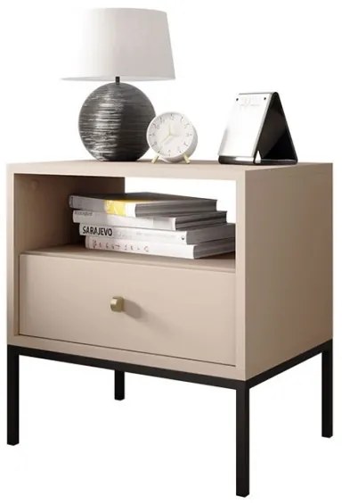 Éjjeliszekrény MONO 56x54 cm bézs/fekete