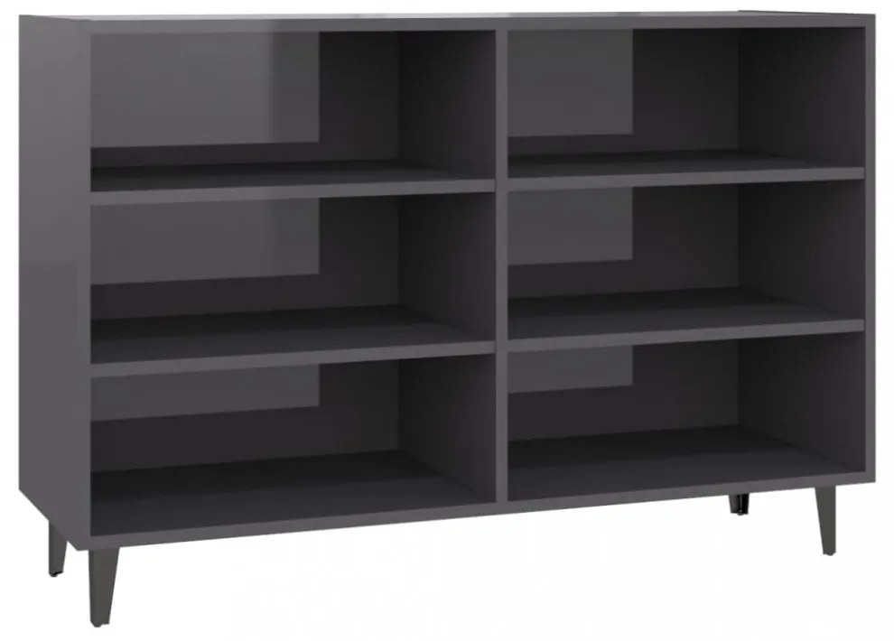 magasfényű szürke szerelt fa tálalószekrény 103,5 x 35 x 70 cm