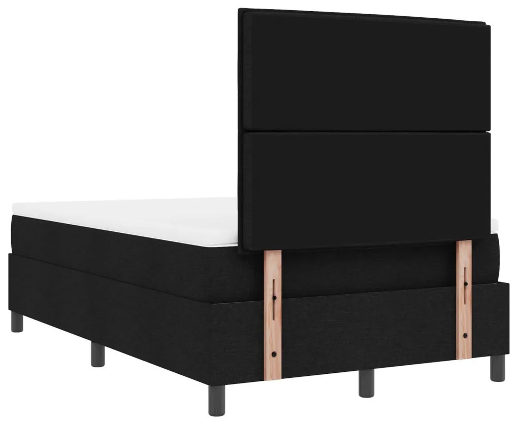 Box Spring Ágy Matraccal Fekete Kis Kétszemélyes Szövet