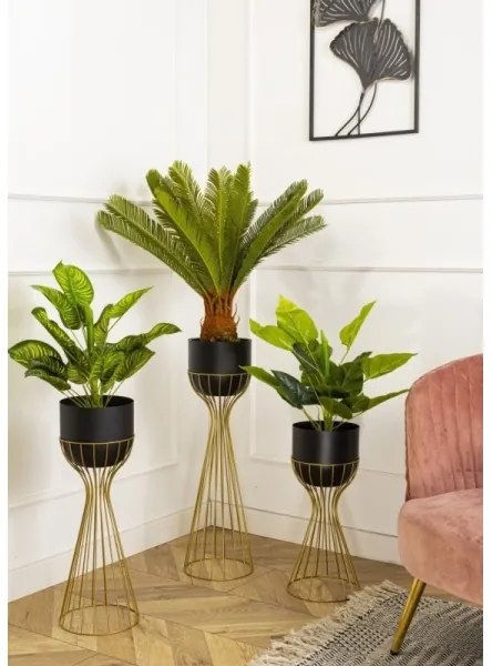 Fém virágcserép LOFT 56x20 cm arany/fekete