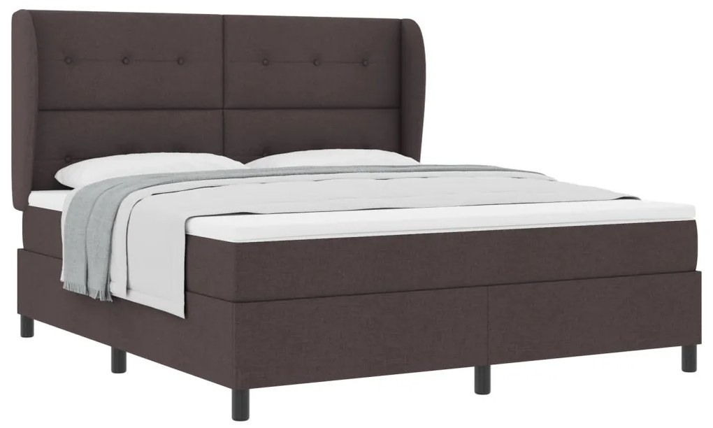 Boxspring Ágy Matrac nélkül Sötétbarna, 180x200 cm, Szövet