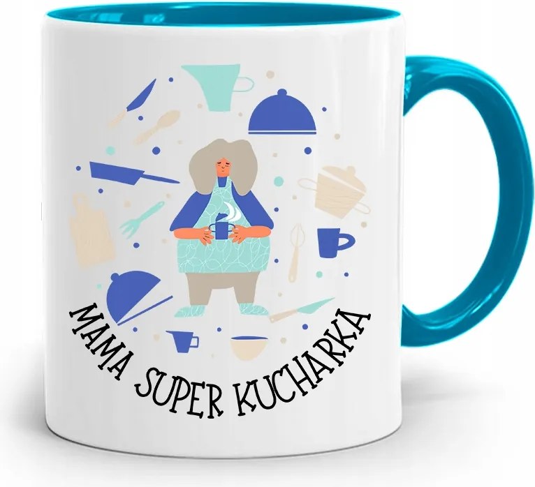 Kék Bögre Anyukáknak Szuper Szakácsnő nyomott mintával