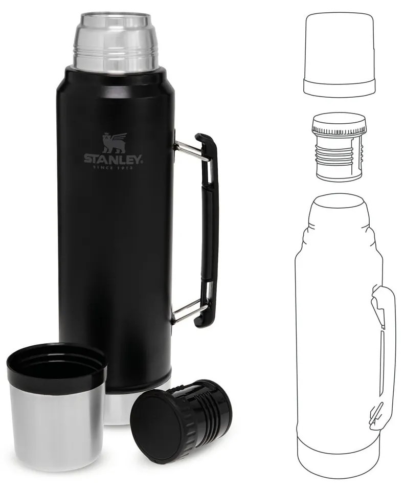 Fekete termosz bögrével 1 l – Stanley