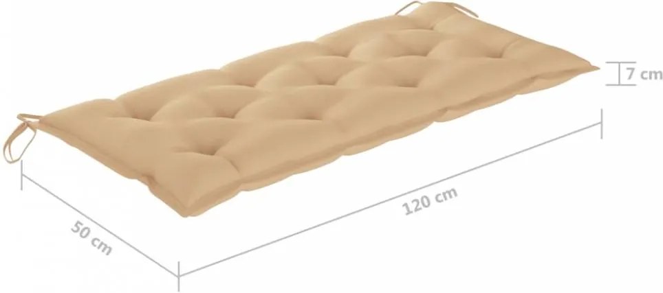 Bézs szövet kerti padpárna 120 x 50 x 7 cm