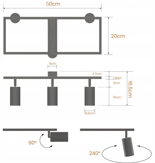 Spotlámpa 3xGU10/30W/230V fehér