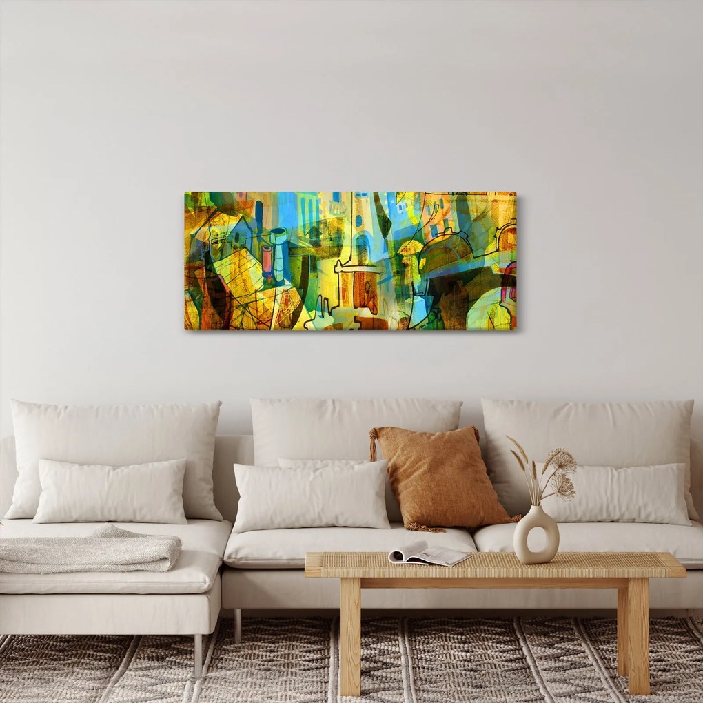 Kép - Építészet, kubista absztrakció (120x50 cm)