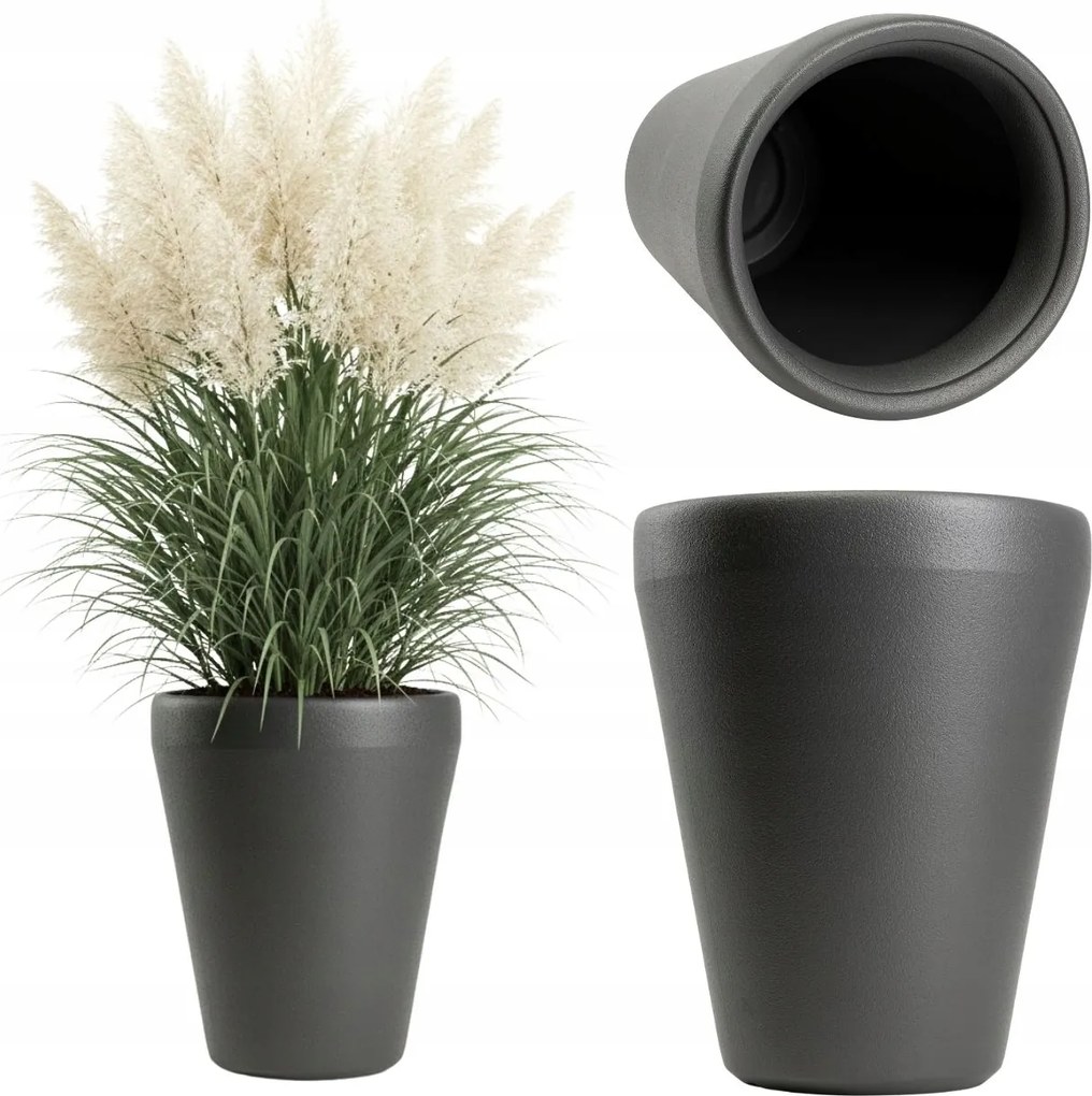 Kerti Virágtartó Műanyag magas fedő virágokhoz terasz erkély antracit