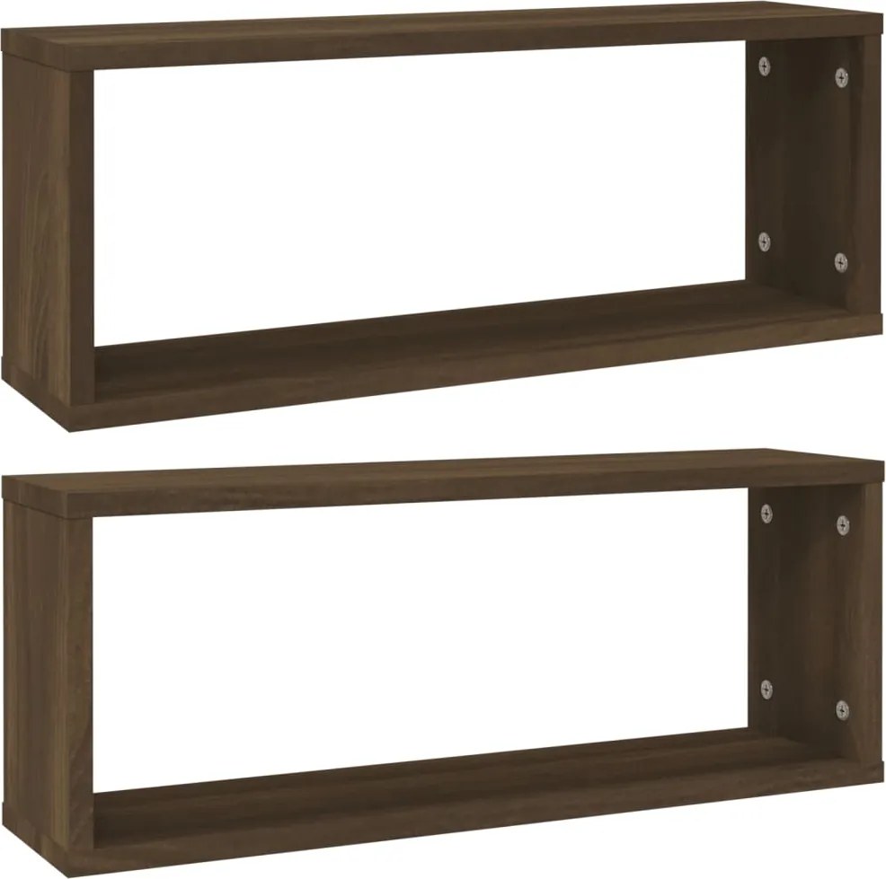 vidaXL 2 db barna tölgy színű szerelt fa fali kockapolc 60x15x23 cm