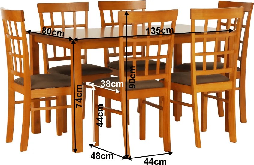 Étkezőgarnitúra 1+6, cseresznye, GRID NEW