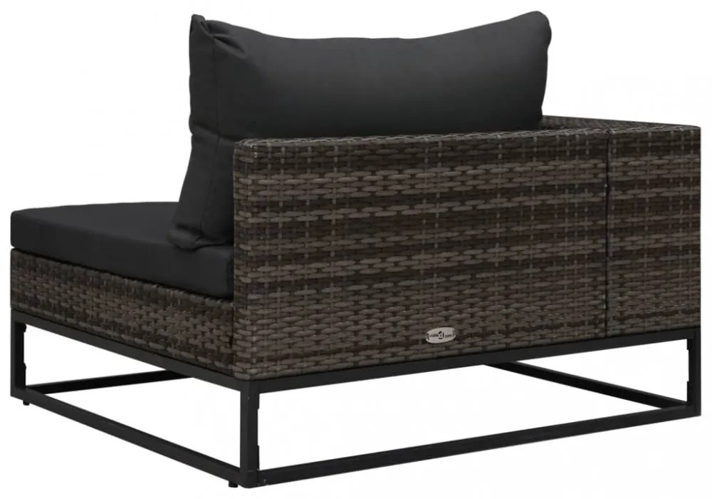 5 részes szürke polyrattan kerti bútorszett párnákkal