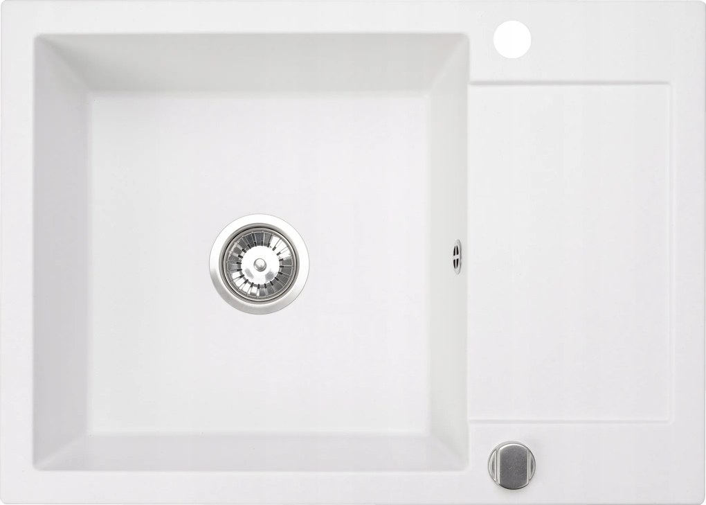 Gránit mosogató egymedencés mosogató csepegtetővel Cordeo 70 Fehér