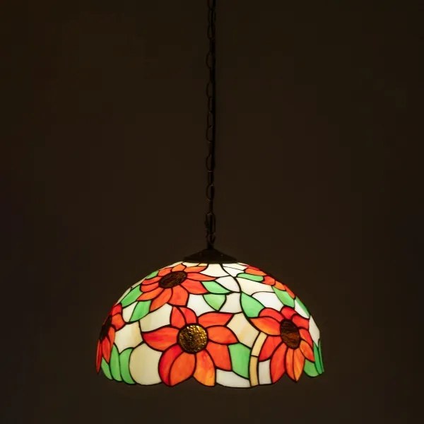 Brilagi - Tiffany vitrázs láncos csillár SUNFLOWER 1x E27/60W/230V Ø 40 cm