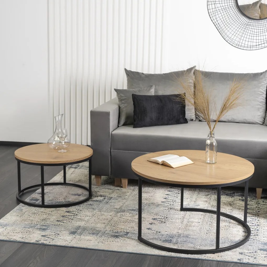 Set masuță de cafea stejar auriu/negru DELIA MAX
