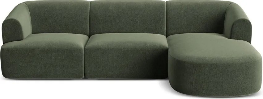 Zöld bársony sarokkanapé (jobb oldali-heverő résszel) Campi – Cosmopolitan Design