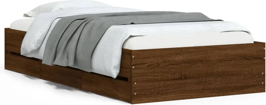 vidaXL barna tölgyszínű szerelt fa ágykeret 75 x 190 cm