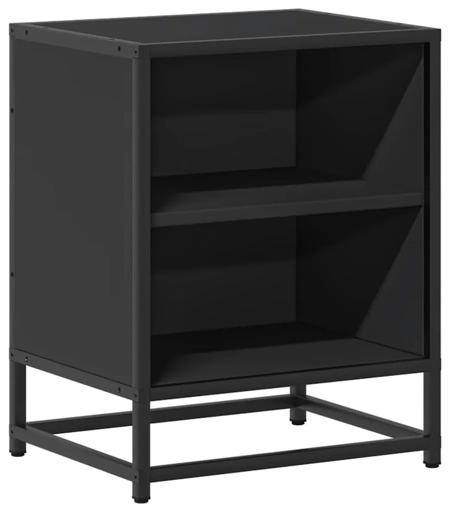 éjjeliszekrények 2 db Fekete 40x31x50 cm Méretezett fa és fém