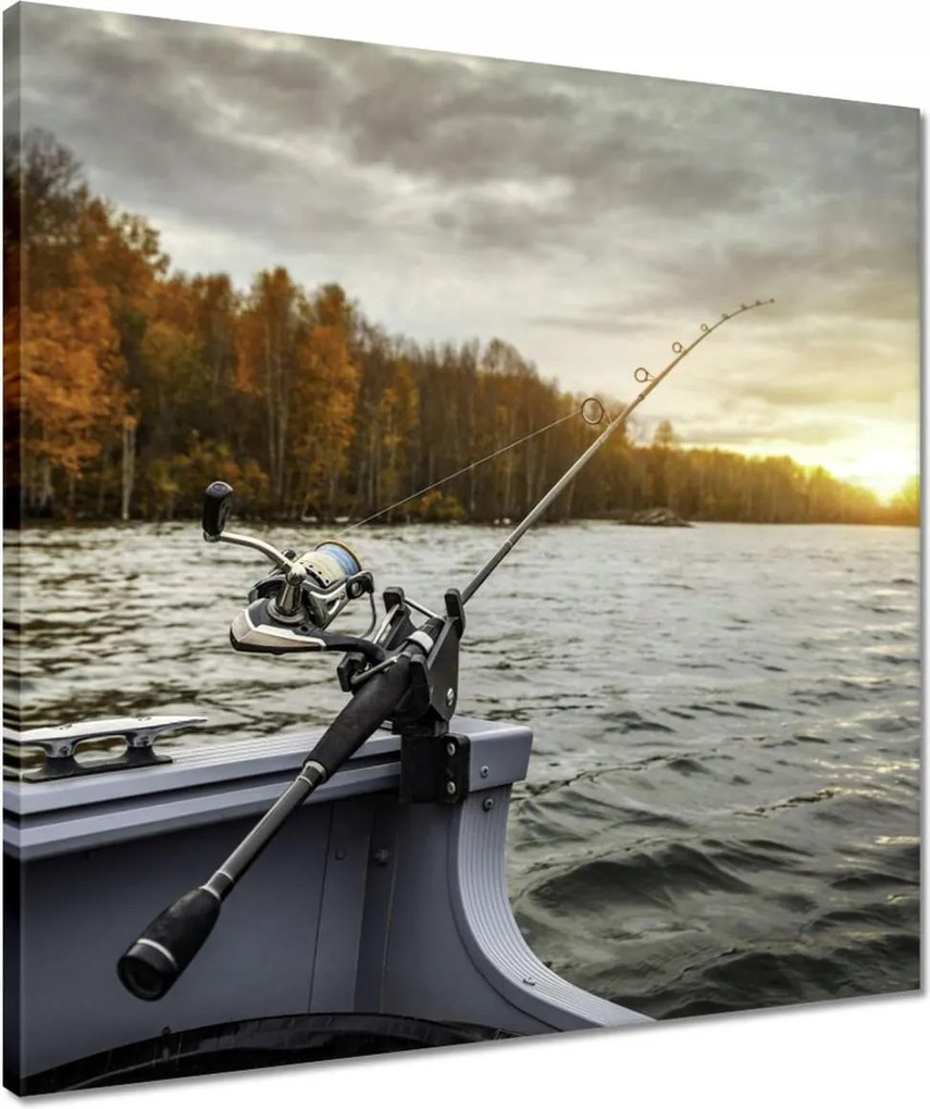 Vászonkép 50x50 Horgászat a csónakból Halak