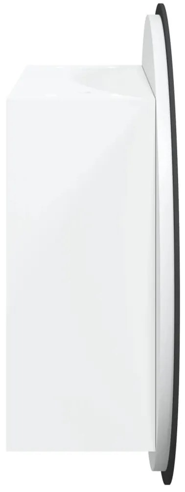 fehér fürdőszobai szekrény kerek tükörrel/LED-del 47x47x17,5 cm