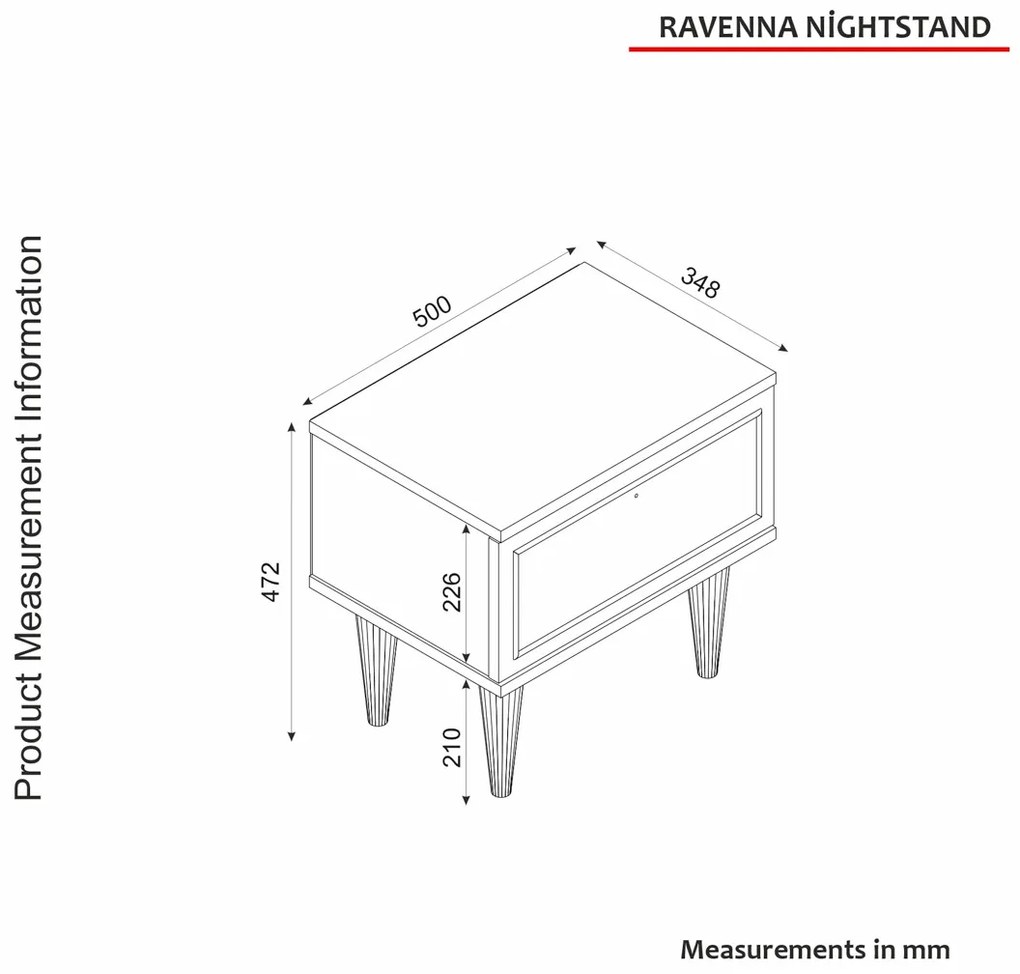 Éjjeliszekrény Ravenna Fehér