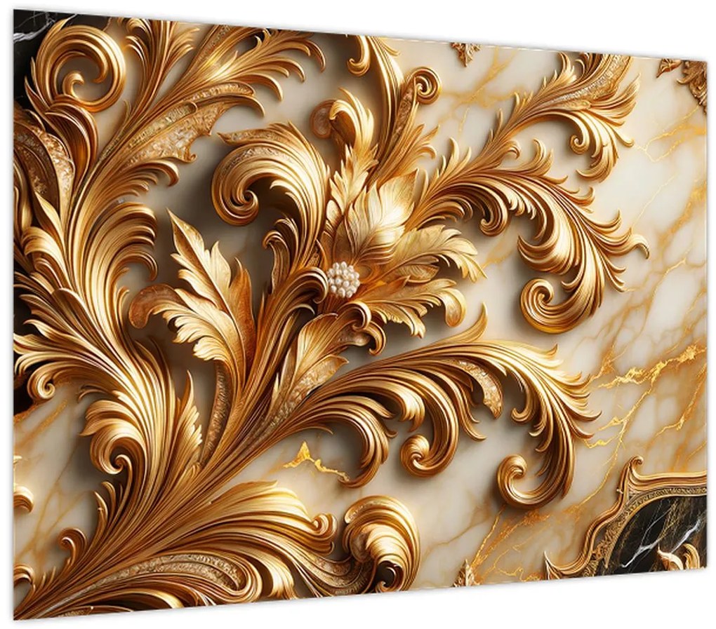Üveg kép - Márvány arannyal (70x50 cm)