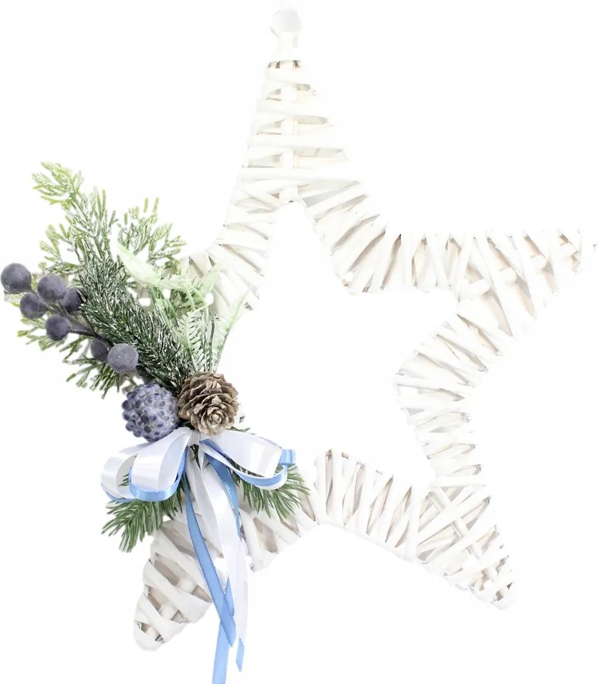 Csillag koszorú karácsonyi ajtó dekoráció medál nád